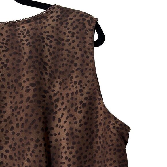 Maggie McNaughton dark brown leopard animal print column maxi dress 1X - Picture 3 of 12